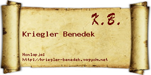 Kriegler Benedek névjegykártya